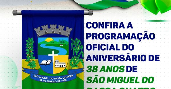 São Miguel do Passa Quatro comemora 38 anos com programação especial entre 9 e 11 de janeiro