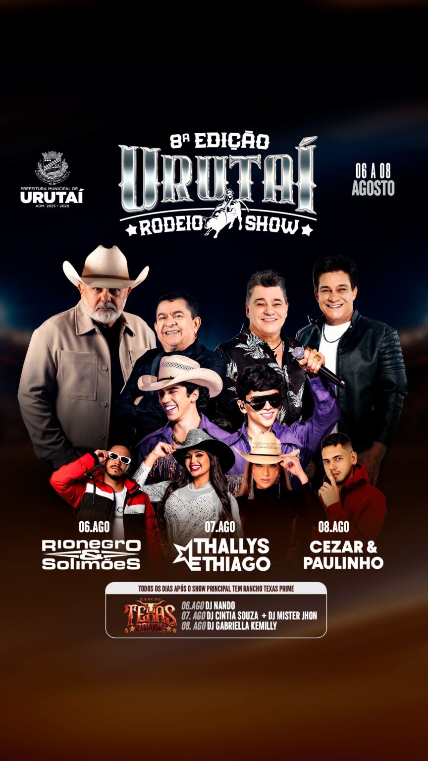 8º Urutaí Rodeio Show promete quatro dias de tradição, esporte e grandes atrações musicais