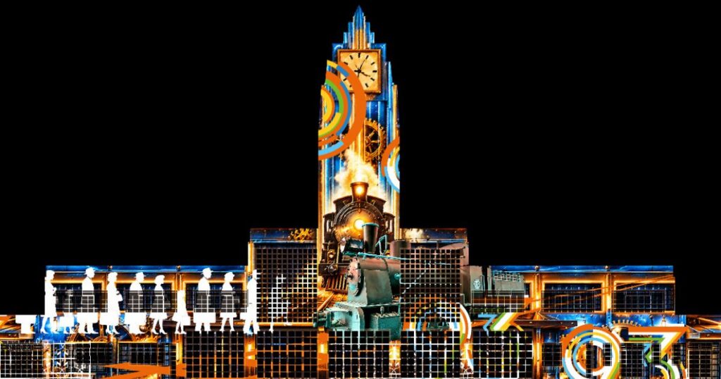 Estação Ferroviária ganha vida em espetáculo de video mapping nos 93 anos de Goiânia
